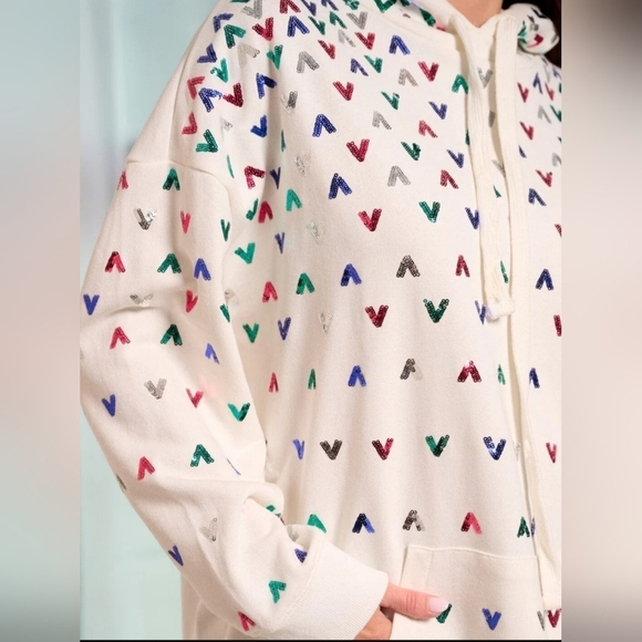 Boutique Sequin Embellished Solid Hoodie Long Sleeve Pullover Black - Picture 7 of 14